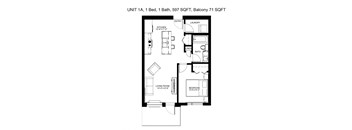 Unit 1A - 1 Bedroom, 1 Bathroom