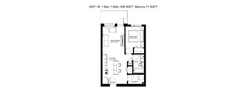 Unit 1B - 1 Bedroom, 1 Bathroom