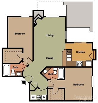 a floor plan of a two story house with a kitchen and a living room