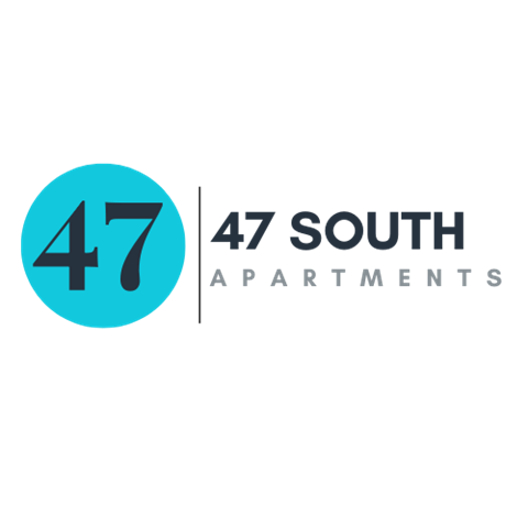 a logo for 4627 south apartments with the 4627 logo in a blue circle