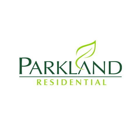 a logo of a parkland residential facility with a leaf