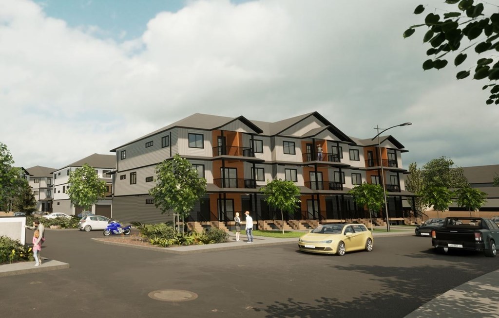 an artist s impression of an apartment complex planned for a city street