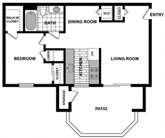 1 Bedroom / 1 Bath Floorplan 1 Bedroom / 1 Bath Floorplan at The Hills at Quail Run, CA