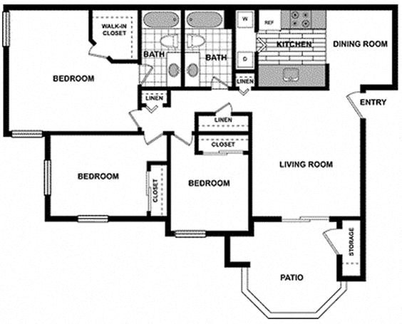 3 Bedroom / 2 Bath Floorplan 3 Bedroom / 2 Bath Floorplan at The Hills at Quail Run, Riverside, CA