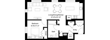 1 Bed/1 Bath Den-A2D