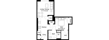 1 Bed/1 Bath Jr-S6