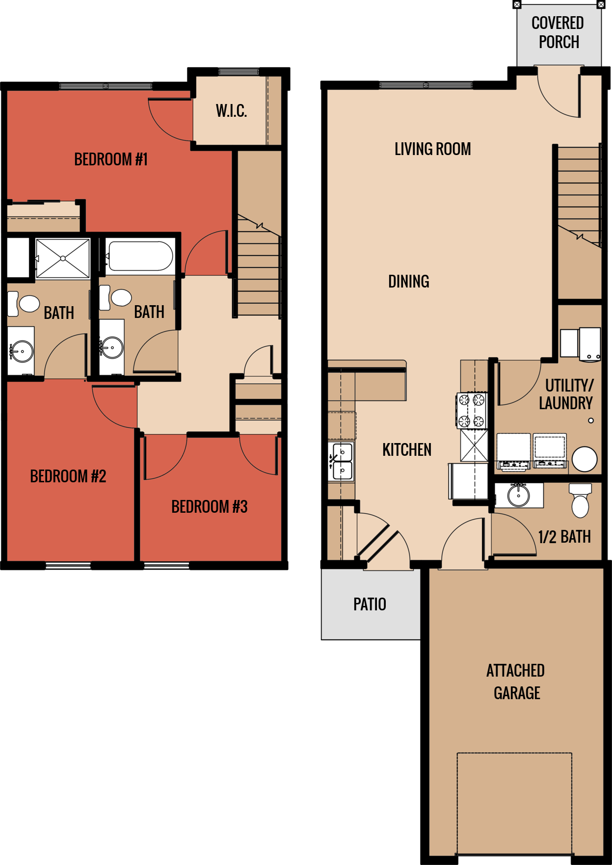 3x2.5 1,285 square foot floor plan at Muskego School Apartments