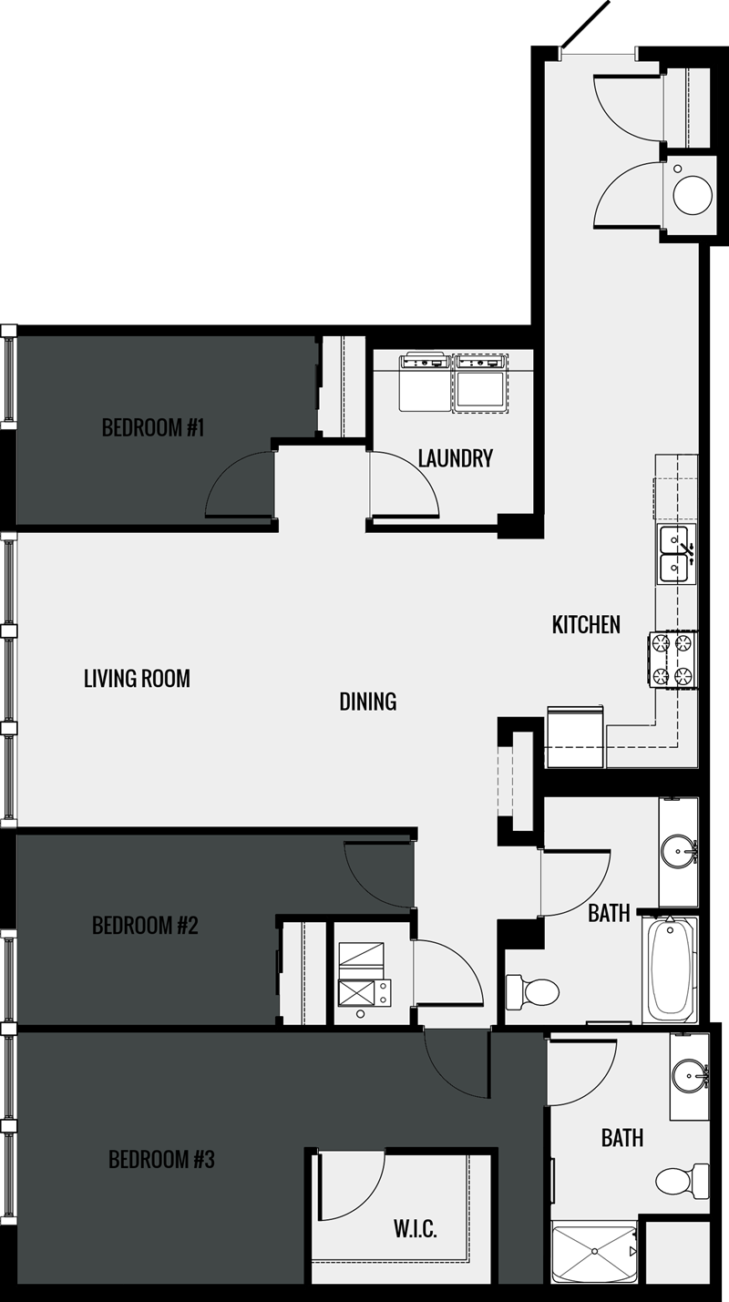 An affordable 3x2 1,438 square foot floor plan at Spartan Lofts Apartments in Sparta, WI