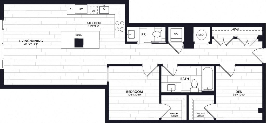 1 Bed/1.5 Bath JR Den-AJD04