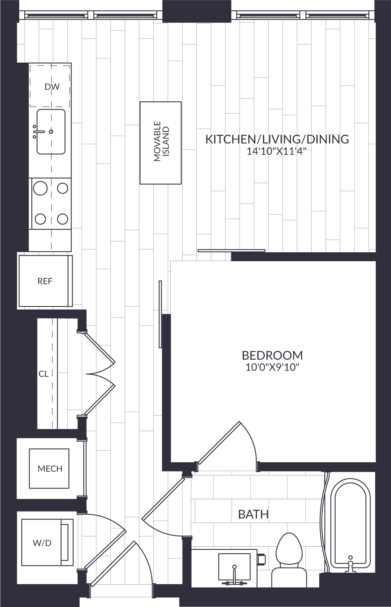 1 Bed/1 Bath-A1-0B-LW