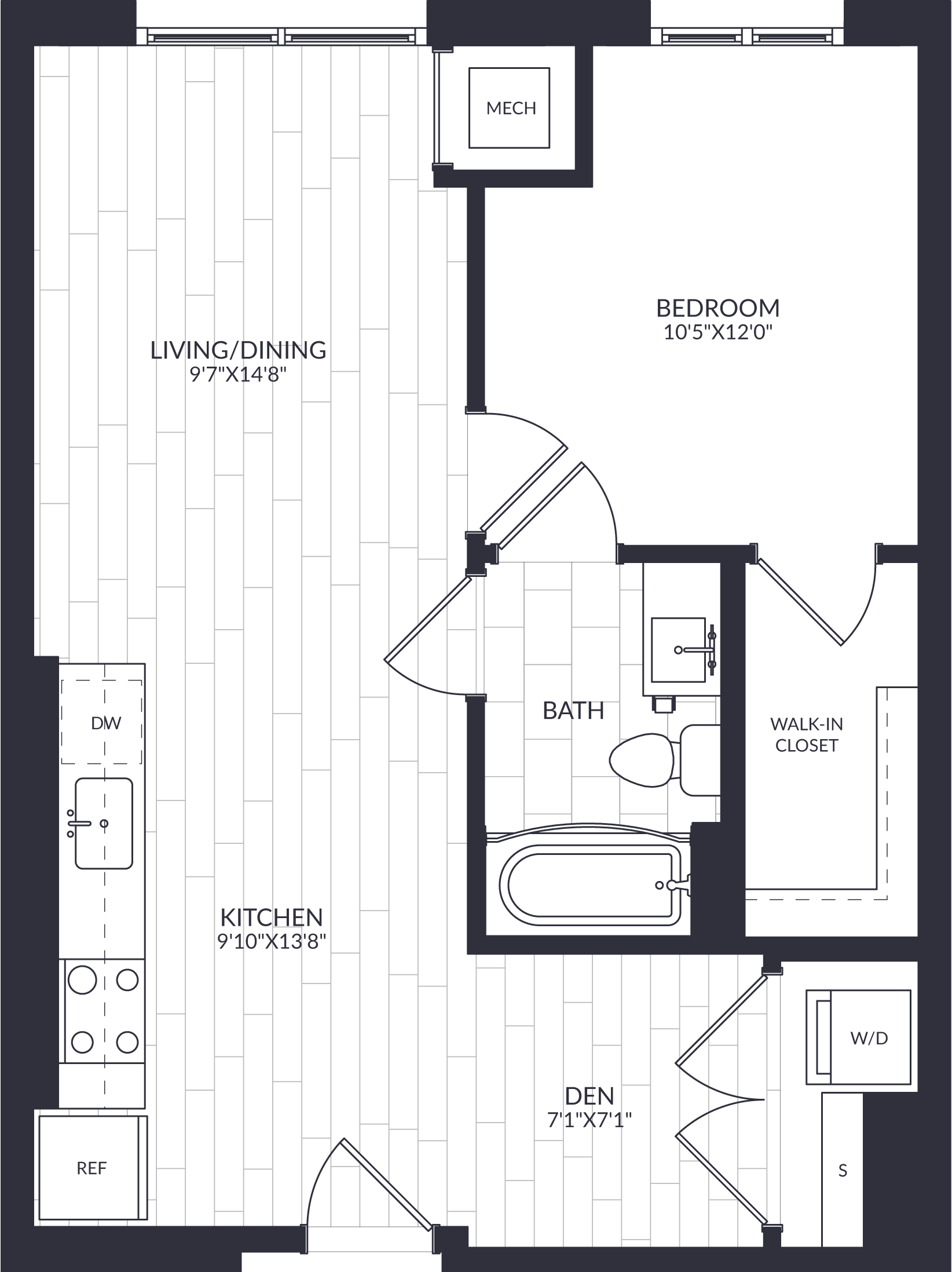 1 Bed/1 Bath Den-A2-0