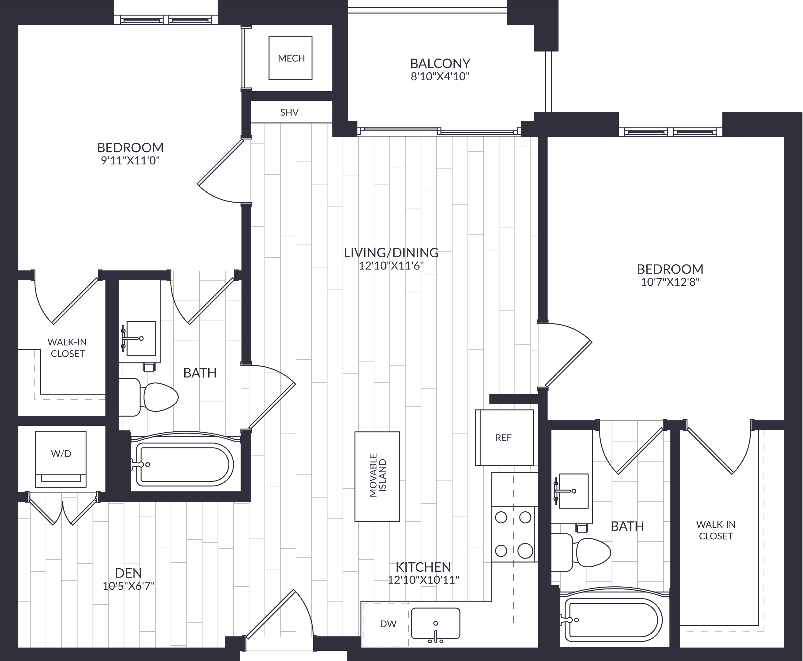 2 Bed/2 Bath Den-B2-3