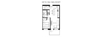 Unit 1B - 1 Bedroom, 1 Bathroom