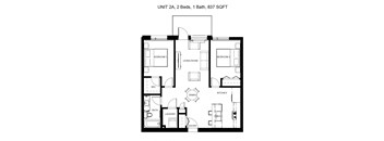 Unit 2A - 2 Bedrooms, 1 Bathroom