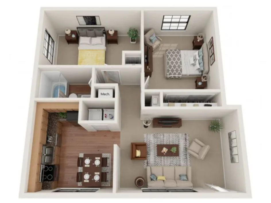 C STYLE-2 BEDROOM, SECOND FLOOR