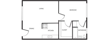 1 Bedroom, 1 Bathroom