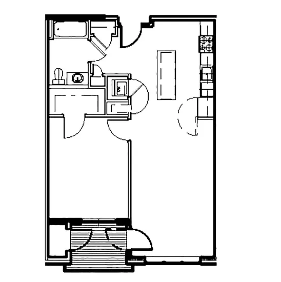 A black and white image of a floor plan of a room.