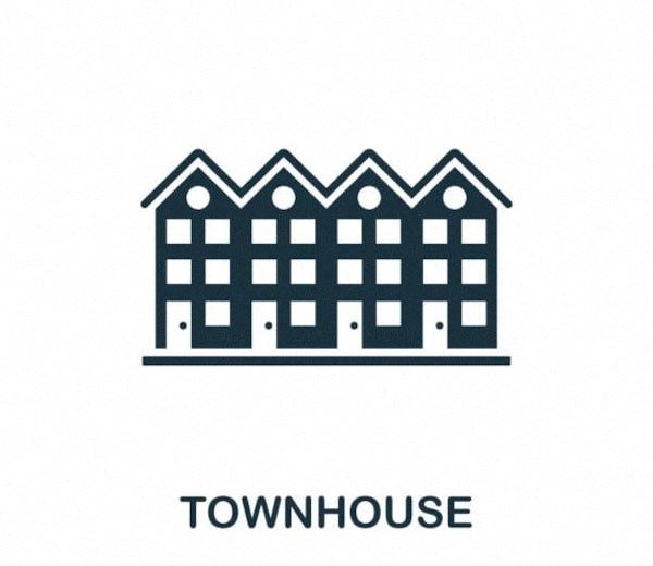 icon of a town house with a roof icon vector isolated on white