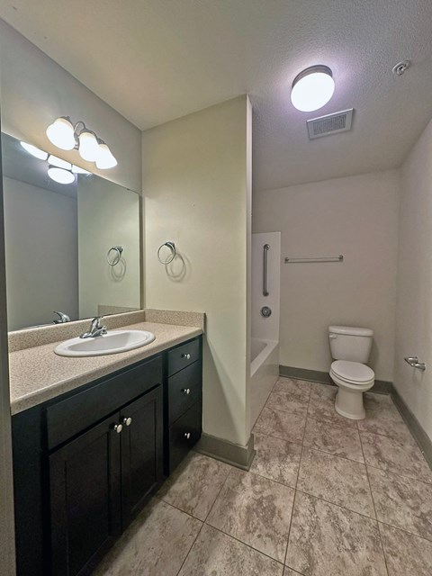 the preserve at ballantyne commons bathroom with sink toilet and mirror