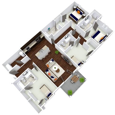 a 3d rendering of a floor plan of a house