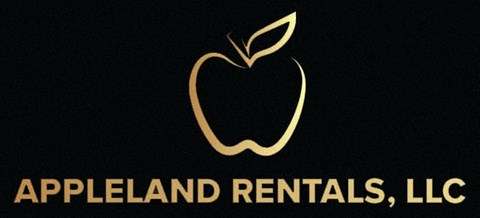 An Apple logo with the text "Appleland Rentals, LLC" below it.