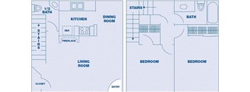 2 Bedroom/ 1.5 Bath Townhome