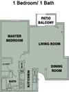 1 Bedroom/ 1 Bath w/ Balcony
