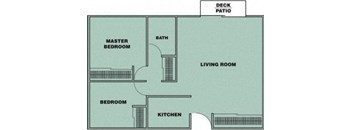 2 Bedroom/ 1 Bath w/ Patio or Balcony