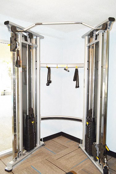 a set of gym equipment in a room