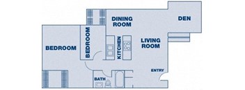 2 Bedroom/ 1 Bath w/ Den