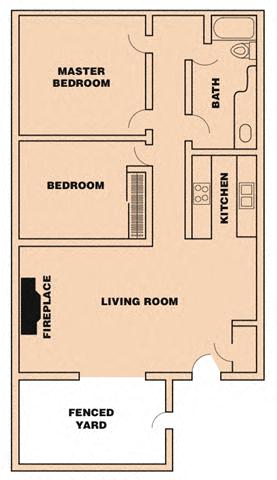 Pinewood Villas Apartment 2bd 1bath Floorplan