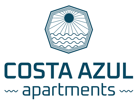 the logo apartments with the sun over the water and the