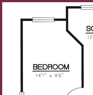 Baker Floorplan Baker Floorplan - 1 bedroom with Solarium, 600 square feet