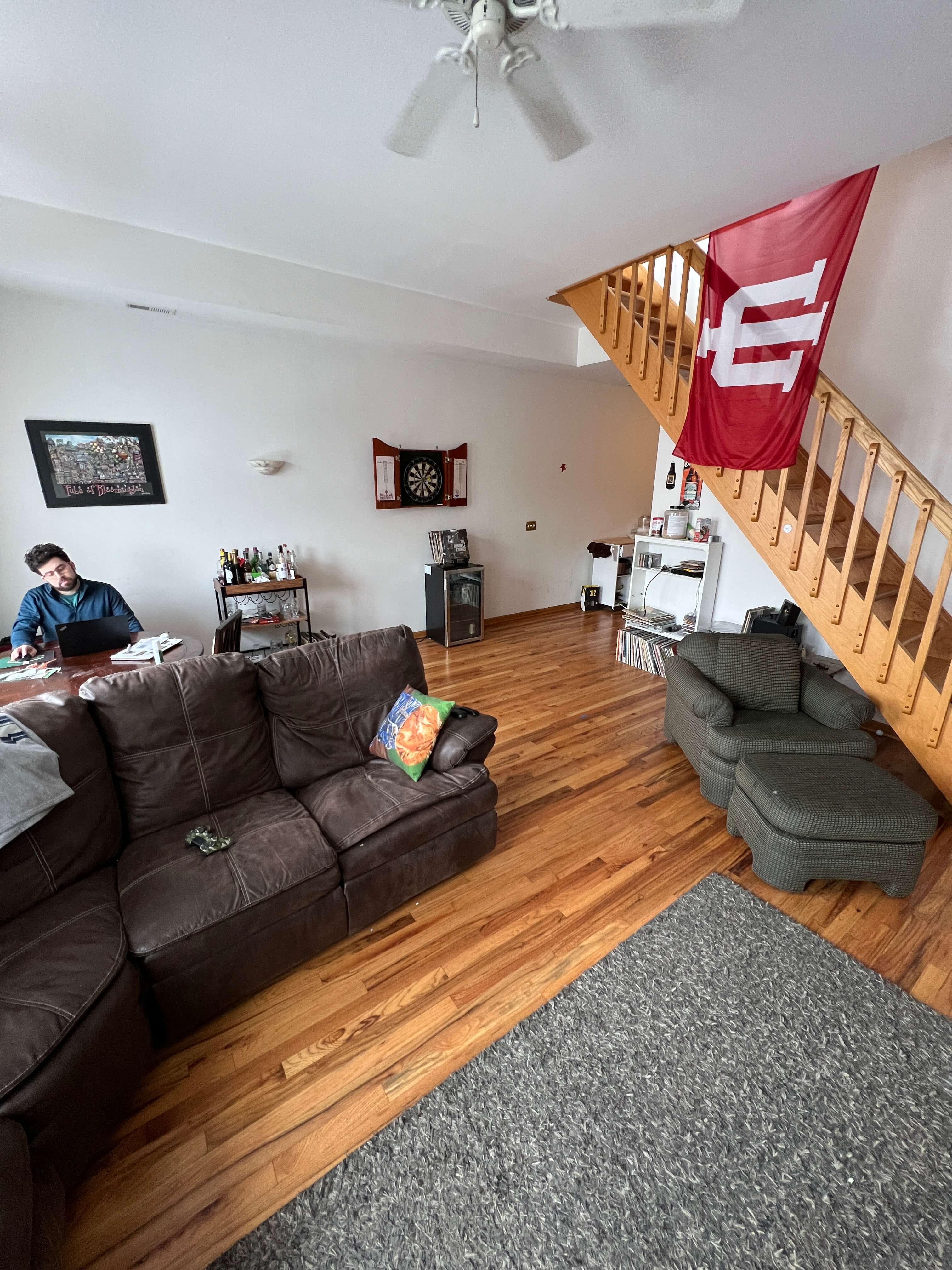 a view of the living room from the loft