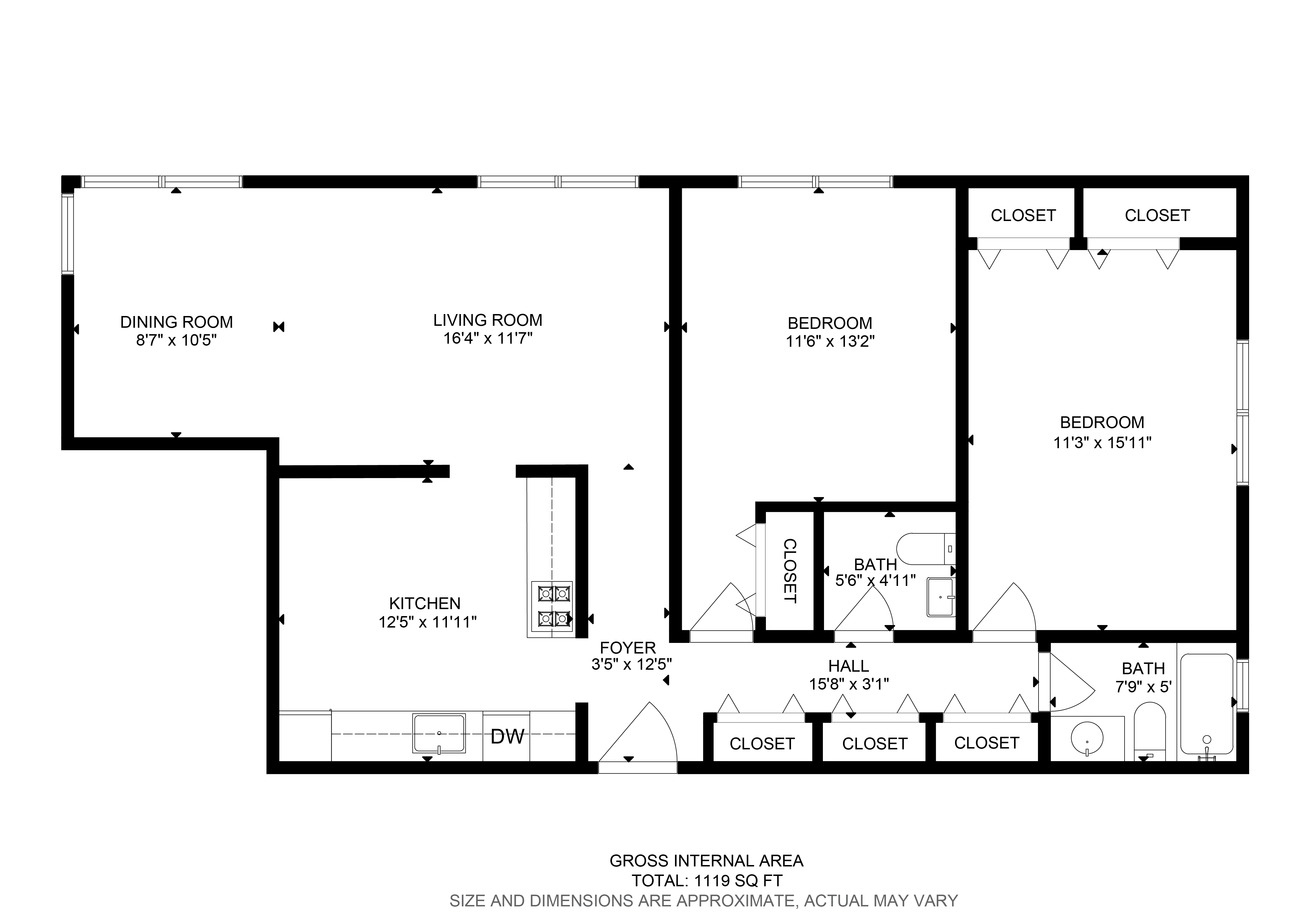Two Bedroom, Two Bath (541-B3)