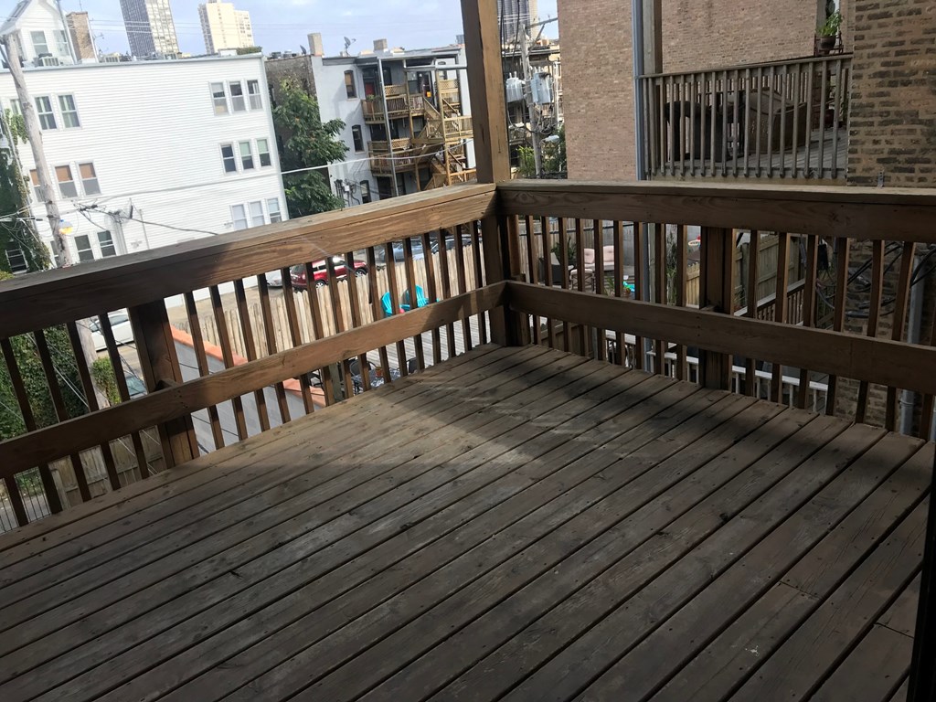 the deck has a view of the city