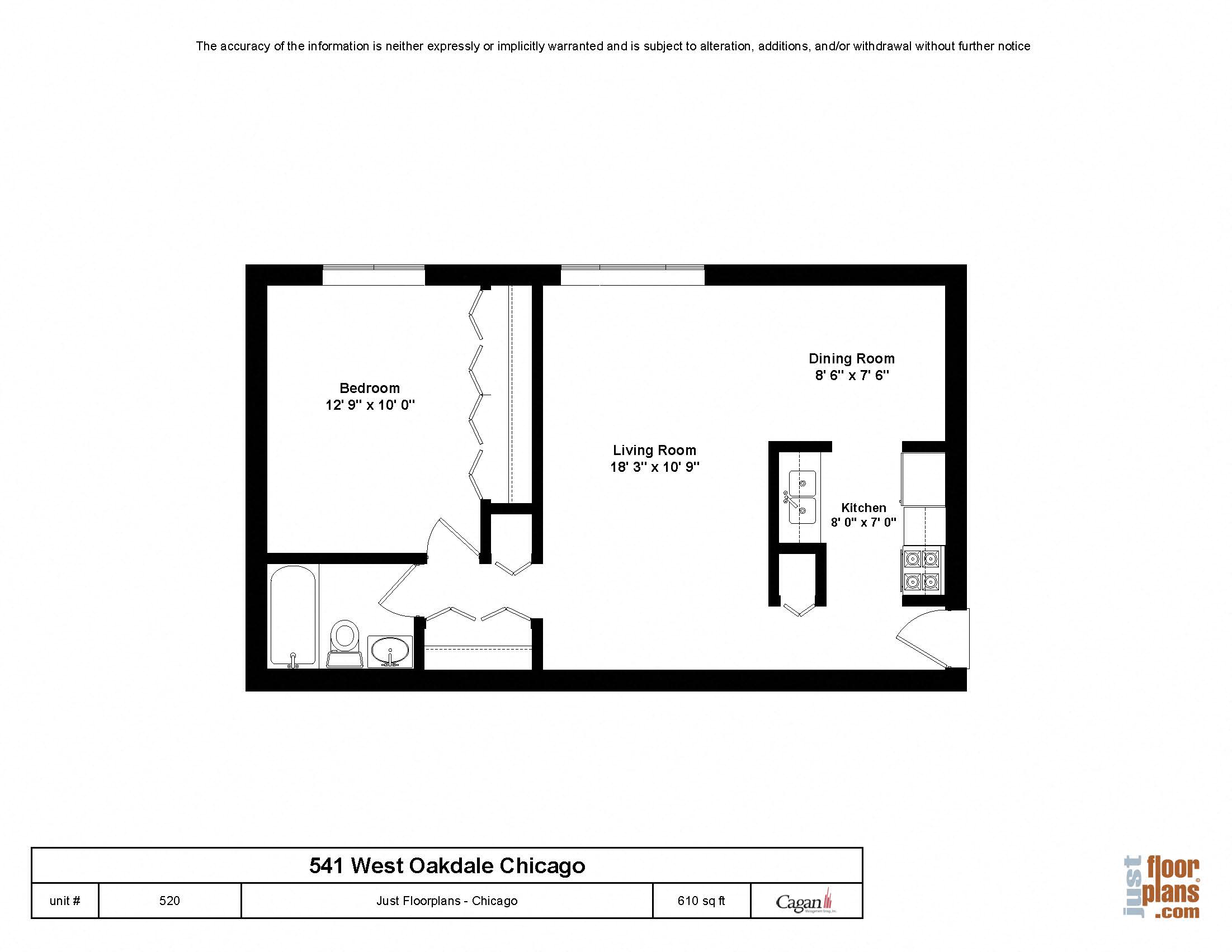 541 W Oakdale 1Bedroom Floor Plans