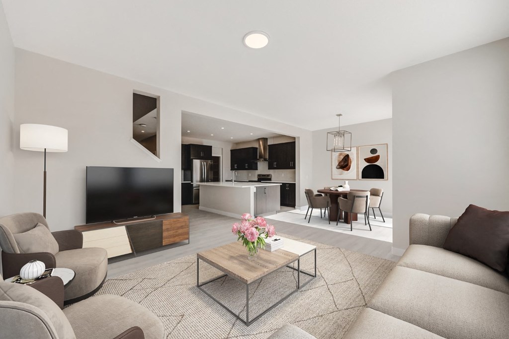 a living room with a couch and a coffee table