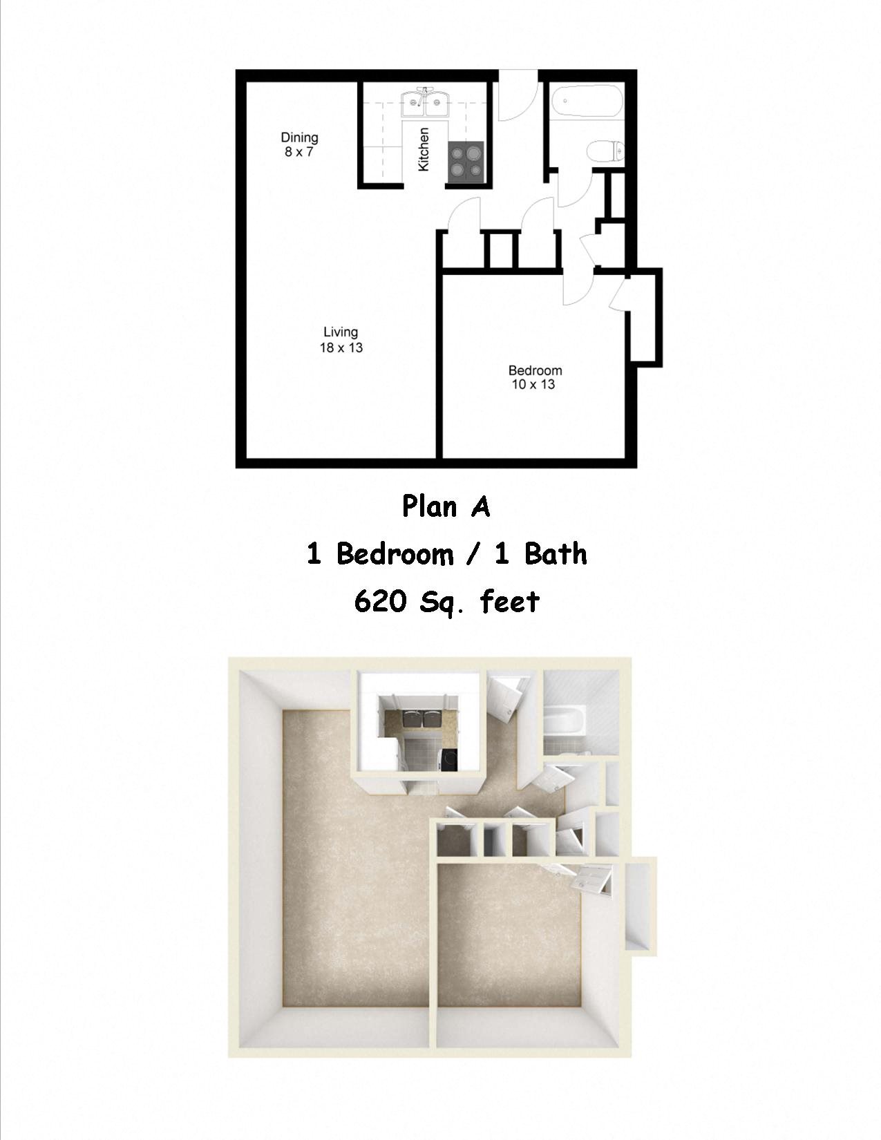 Floor Plan A ent, Apartments for Rent in Lafayette, LA