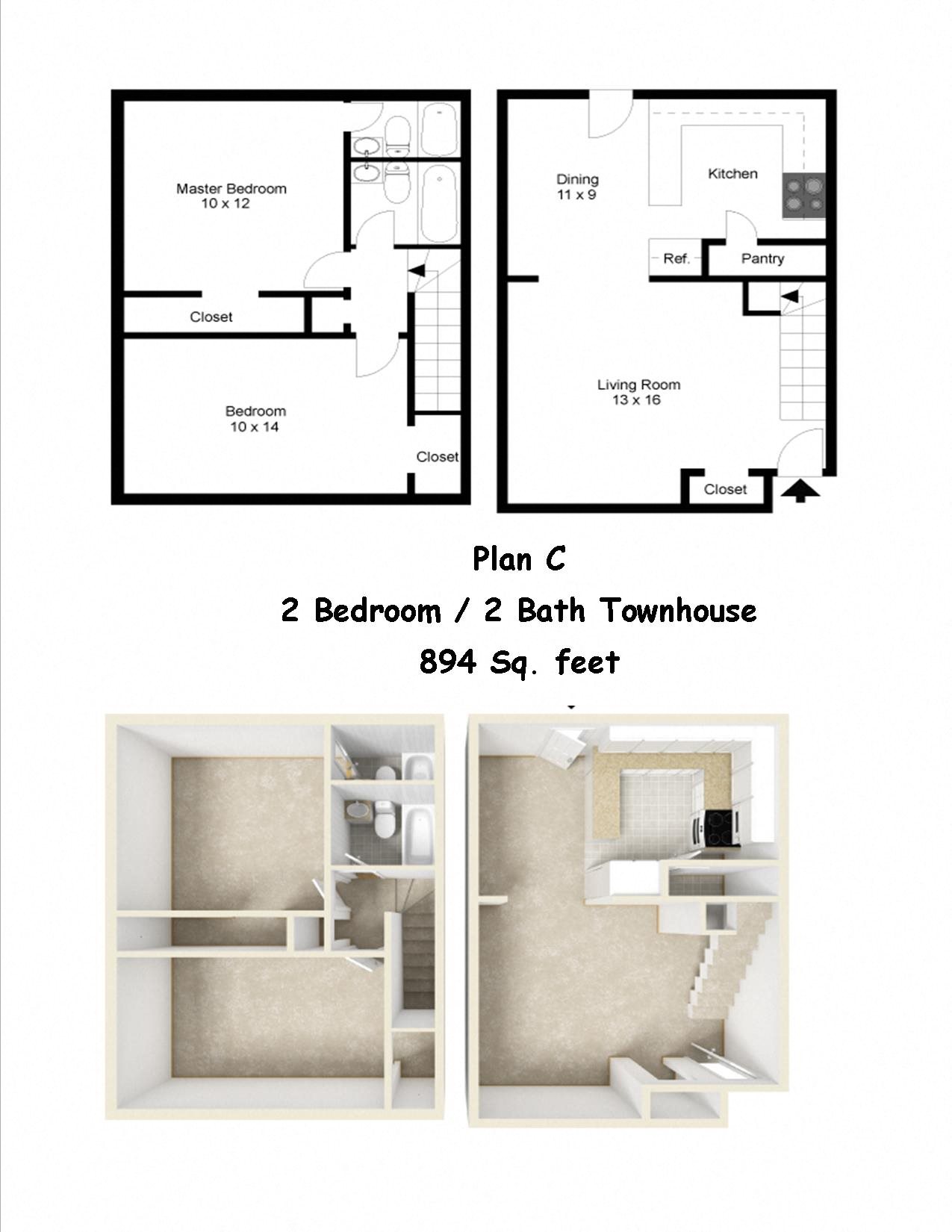 Floor Plan C ent, Apartments for Rent in Lafayette, LA