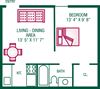 1 Bedroom / 1 Bath - Plan E