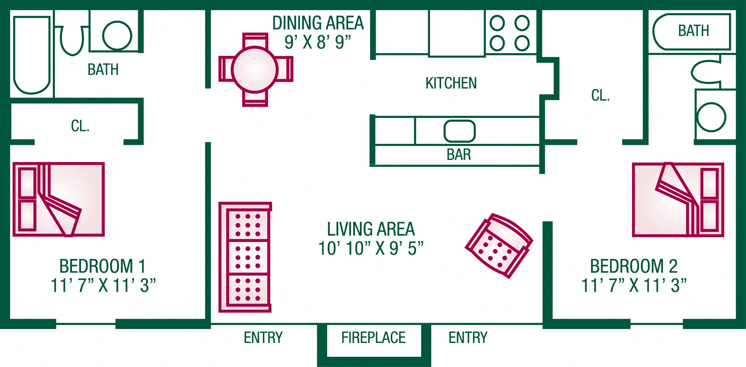 Floor Plans of Gallery Apartments in Lafayette, LA