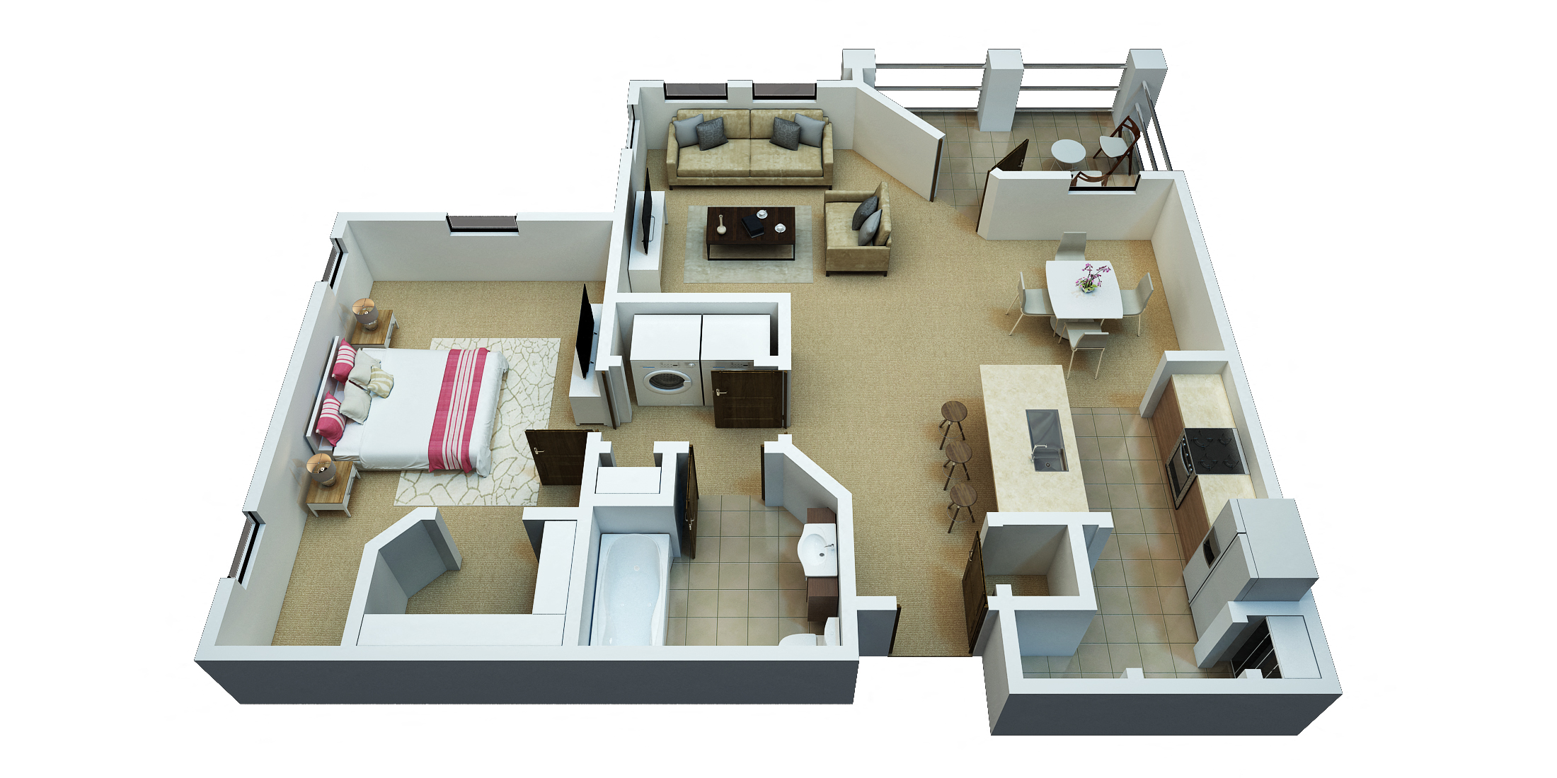 Ridgepointe - Cypress Floorplan 1 Bedroom/1 Bath - 897 Sq. Ft.