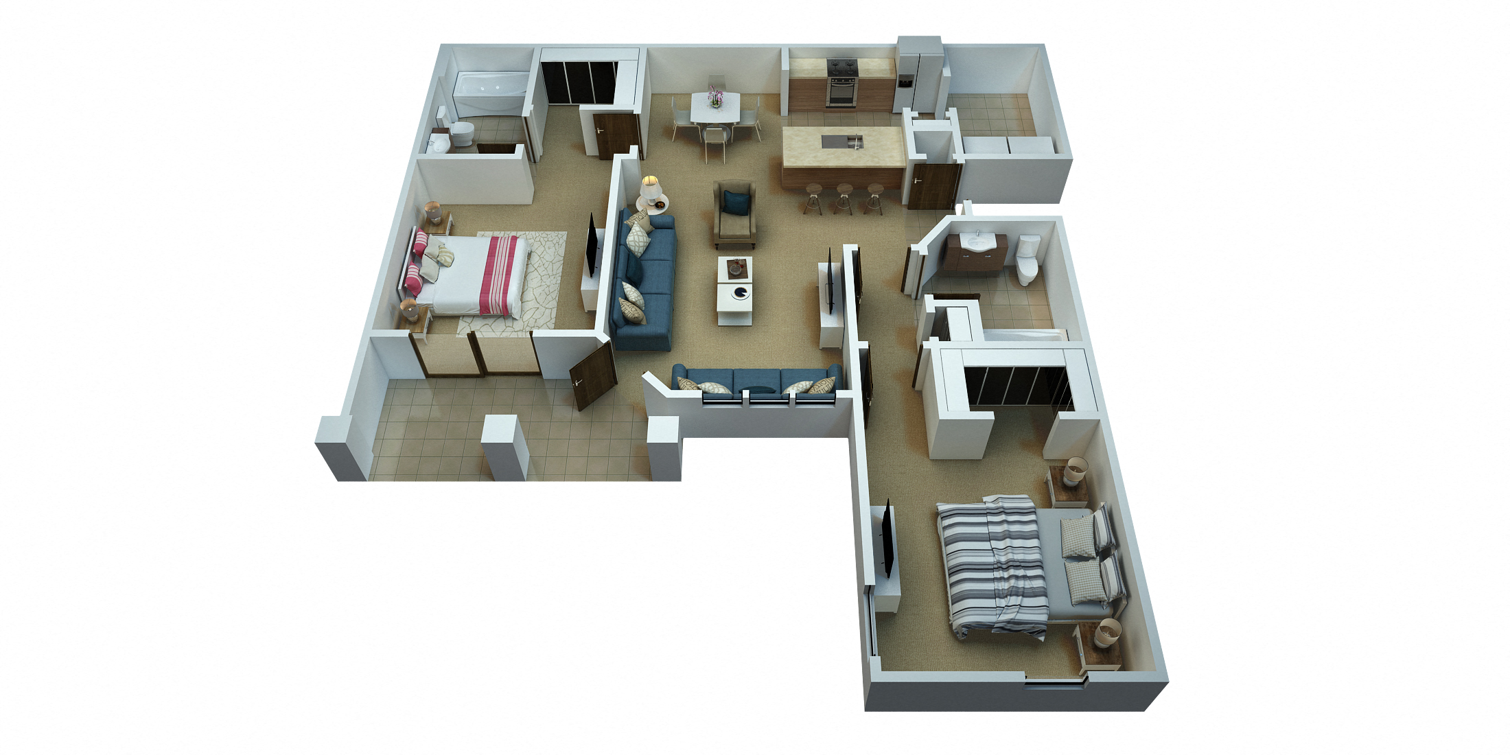 Ridgepoint - St. Thomas Floorplan, 2 Bedroom/2 Bath - 1,134 Sq. Ft.