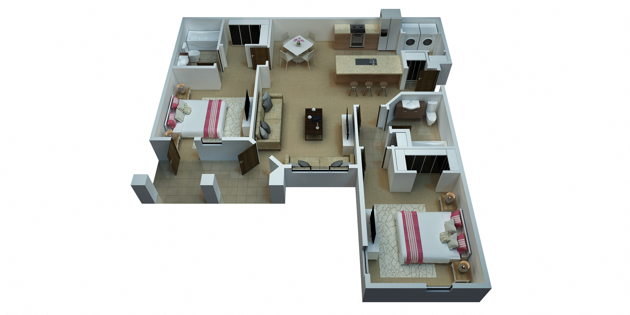 Ridgepointe - St. Martin Floorplan  - 2 Bedroom/2 Bath - 1,152 Sq. Ft.