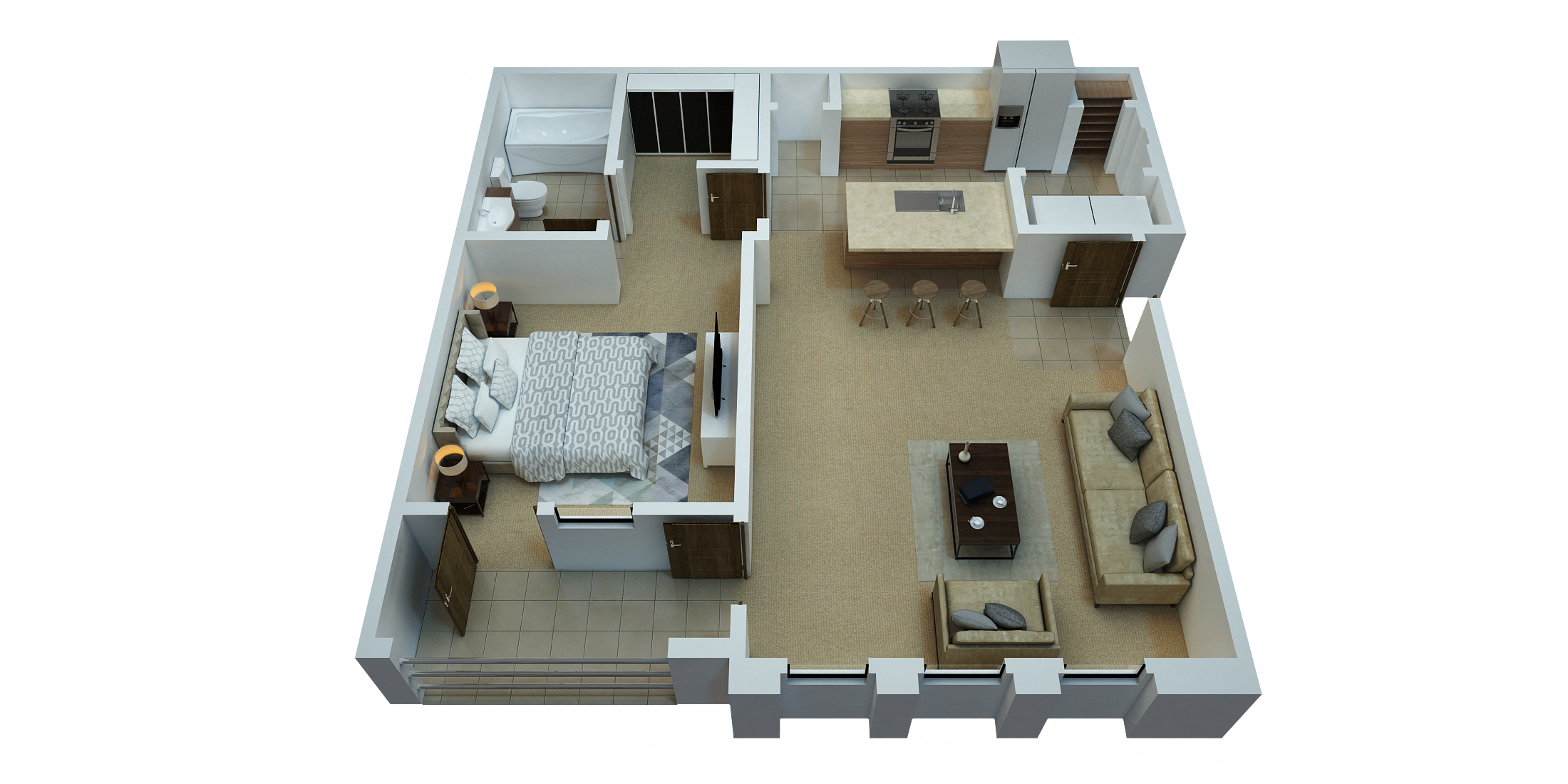 Ridgepointe - Sable Palm Floorplan - 1 Bedroom/1 Bath - 768 Sq. Ft.