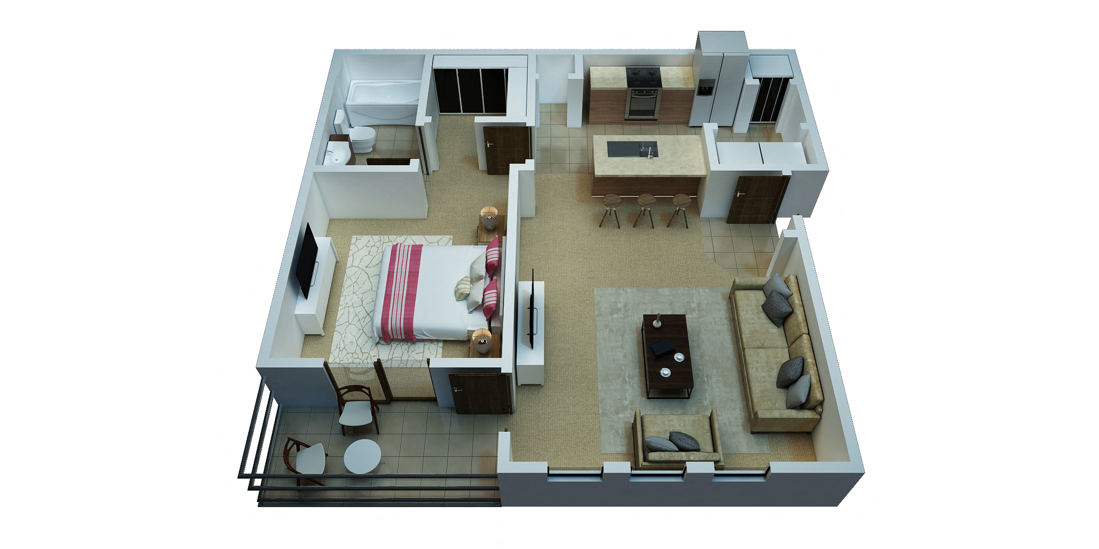 Ridgepointe - Crepe Myrtle Floorplan - 1 Bedroom/1 Bath - 759 Sq. Ft.