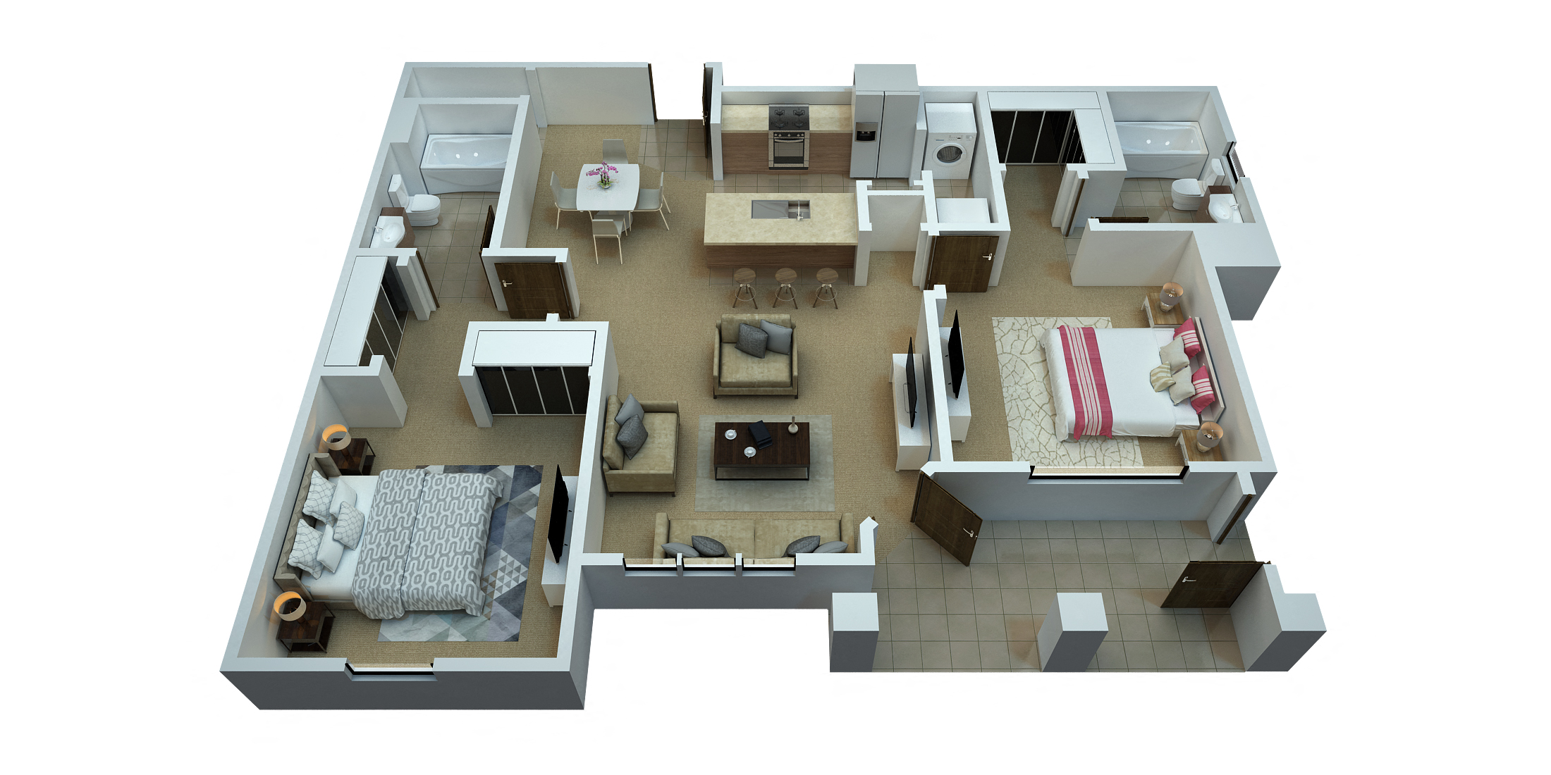Ridgepointe - Abaco Floorplan, 2 Bedroom/2 Bath - 1,134