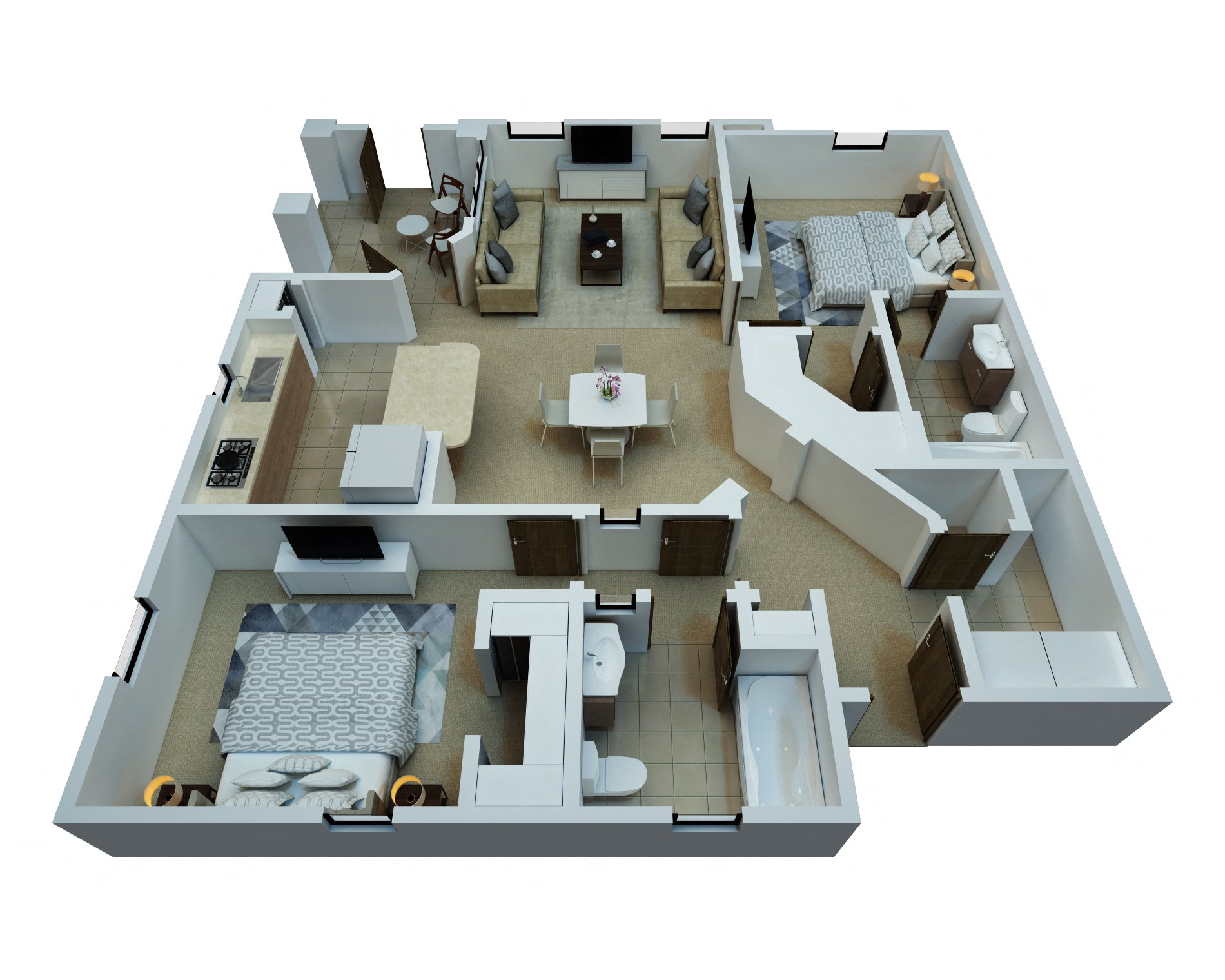 Ridgepointe - Hibiscus Floorplan - 2 Bedroom/2 Bath - 1,232 Sq. Ft.