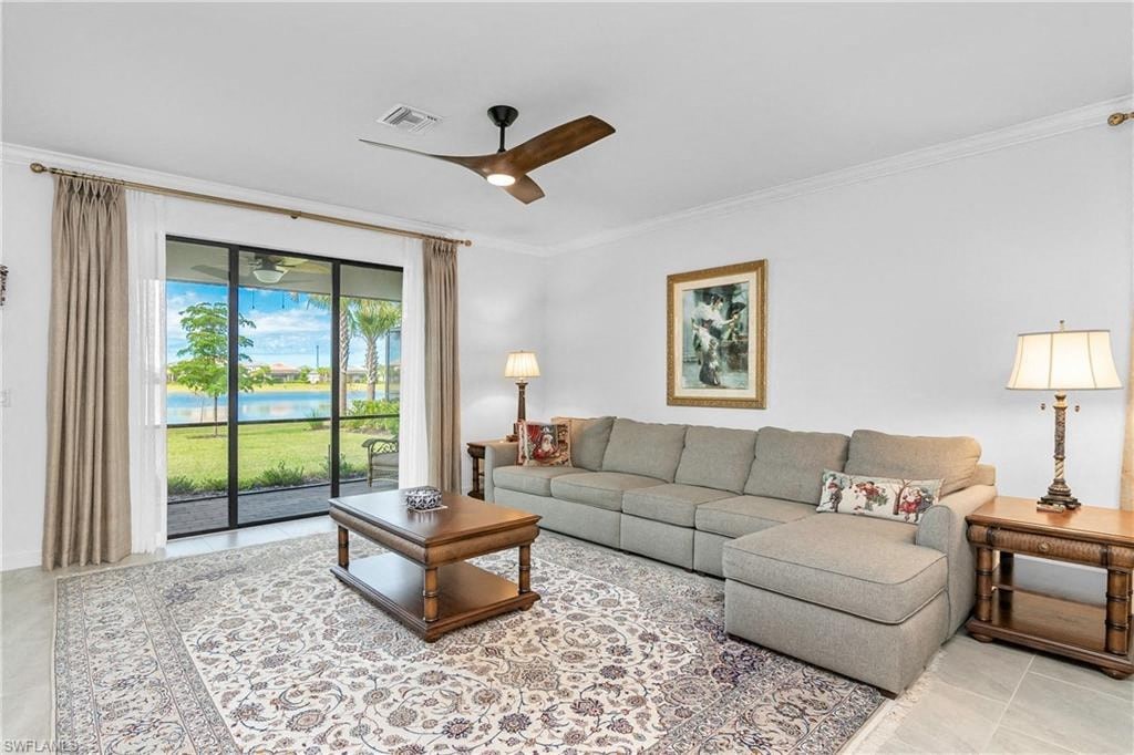 the living room has a large sliding glass door to the patio